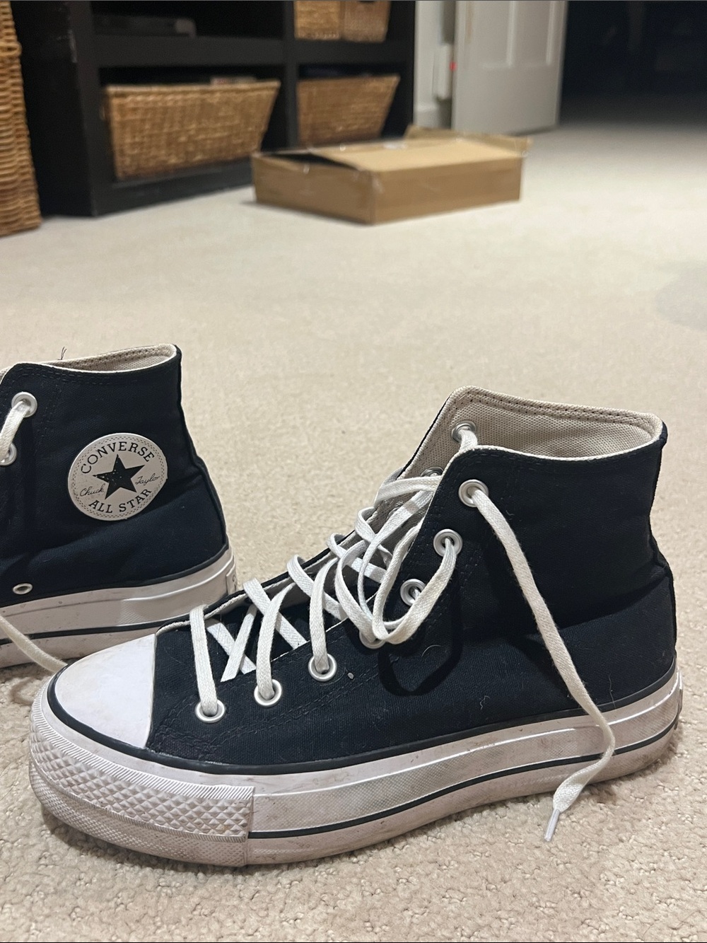 Converse Black High-Top Canvas Sneakers with White Accents - Picture 3 of 4